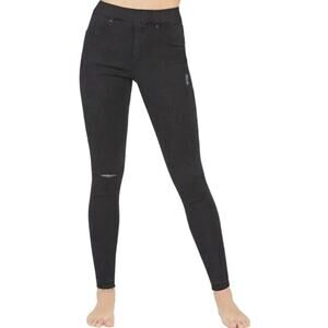 Spanx Vintage Distressed Ankle Skinny Jeans Stretch Shaping Slim Black Medium